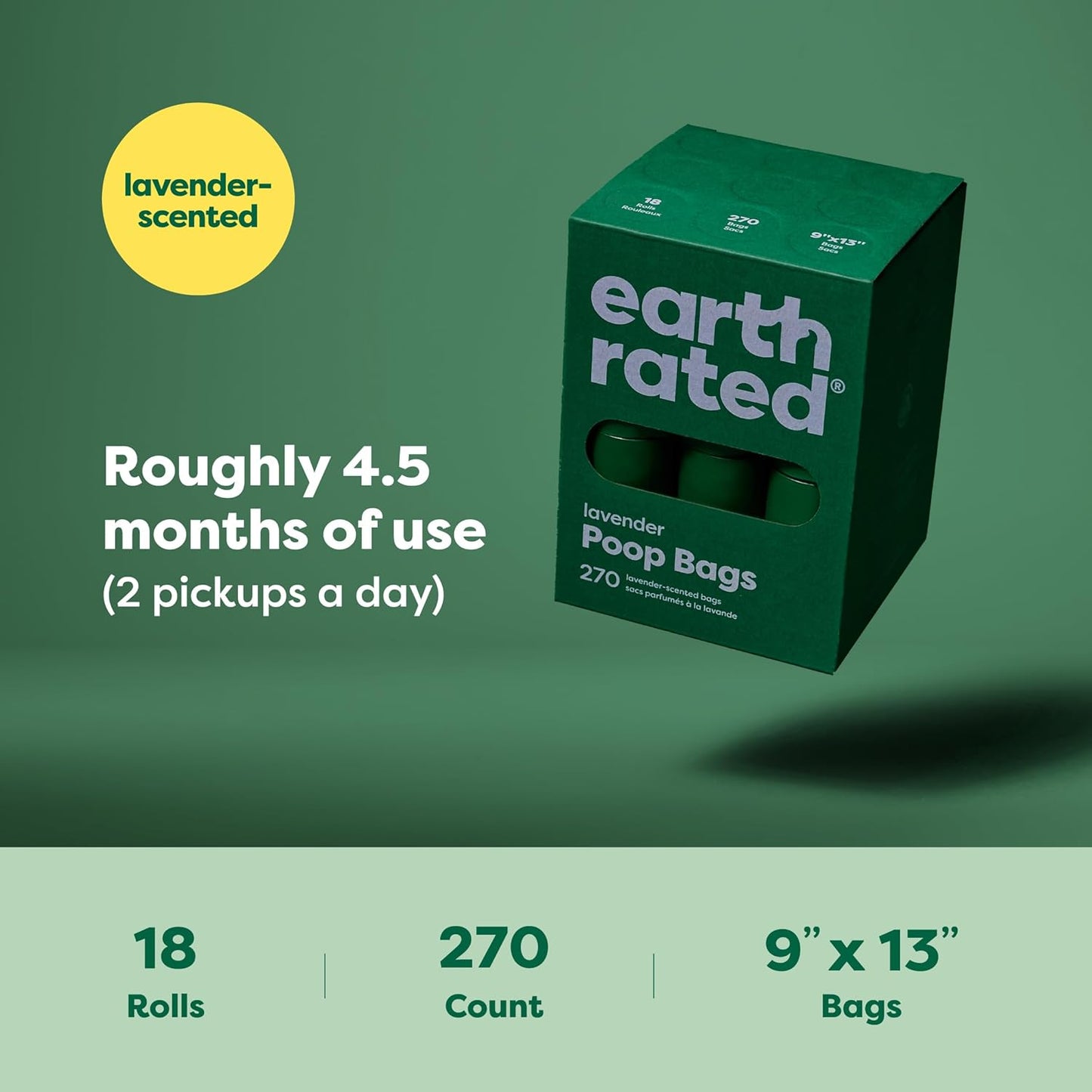 Earth Rated Poop Bags for Dogs, Guaranteed Leak Proof and Extra Thick Waste Bag Refill Rolls, Lavender Scented