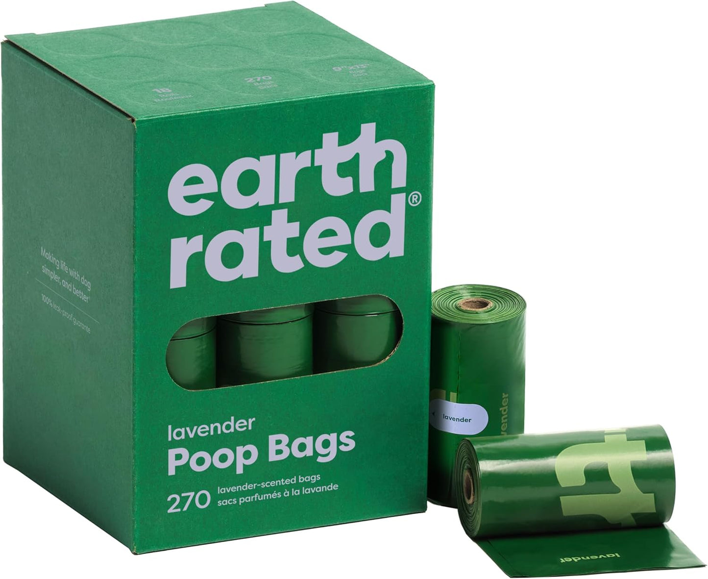 Earth Rated Poop Bags for Dogs, Guaranteed Leak Proof and Extra Thick Waste Bag Refill Rolls, Lavender Scented