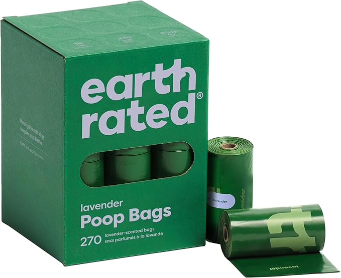 Earth Rated Poop Bags for Dogs, Guaranteed Leak Proof and Extra Thick Waste Bag Refill Rolls, Lavender Scented