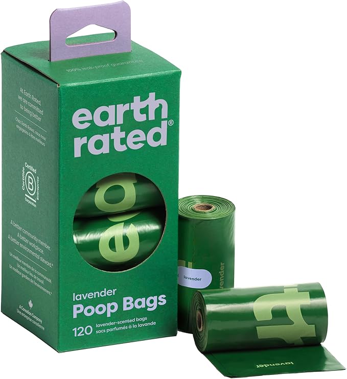 Earth Rated Poop Bags for Dogs, Guaranteed Leak Proof and Extra Thick Waste Bag Refill Rolls, Lavender Scented